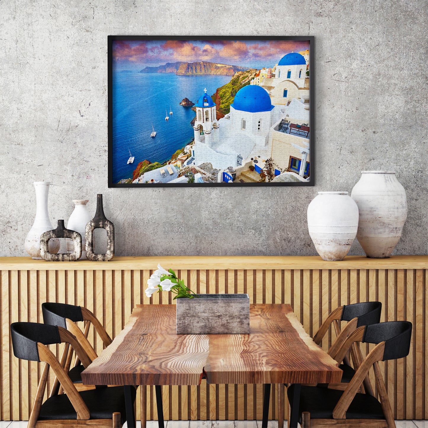 1000 Pieces Jigsaw Puzzle - Santorini View with Boats (1086)