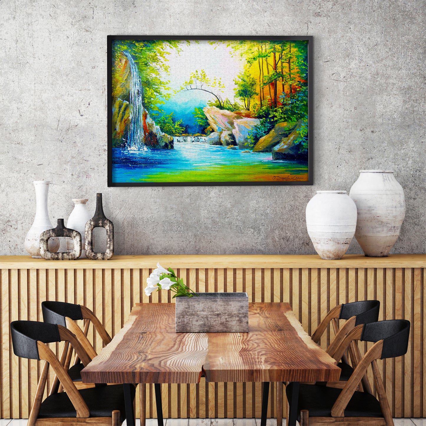 1000 Pieces Jigsaw Puzzle - In the Woods near the Waterfall (1714)