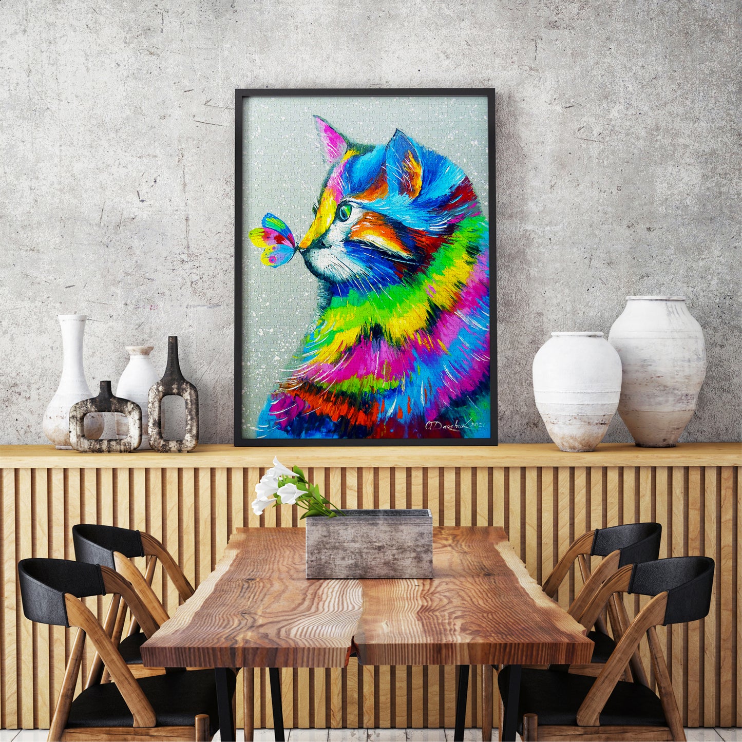 1000 Pieces Jigsaw Puzzle - Bright Cat and Butterfly (1781)
