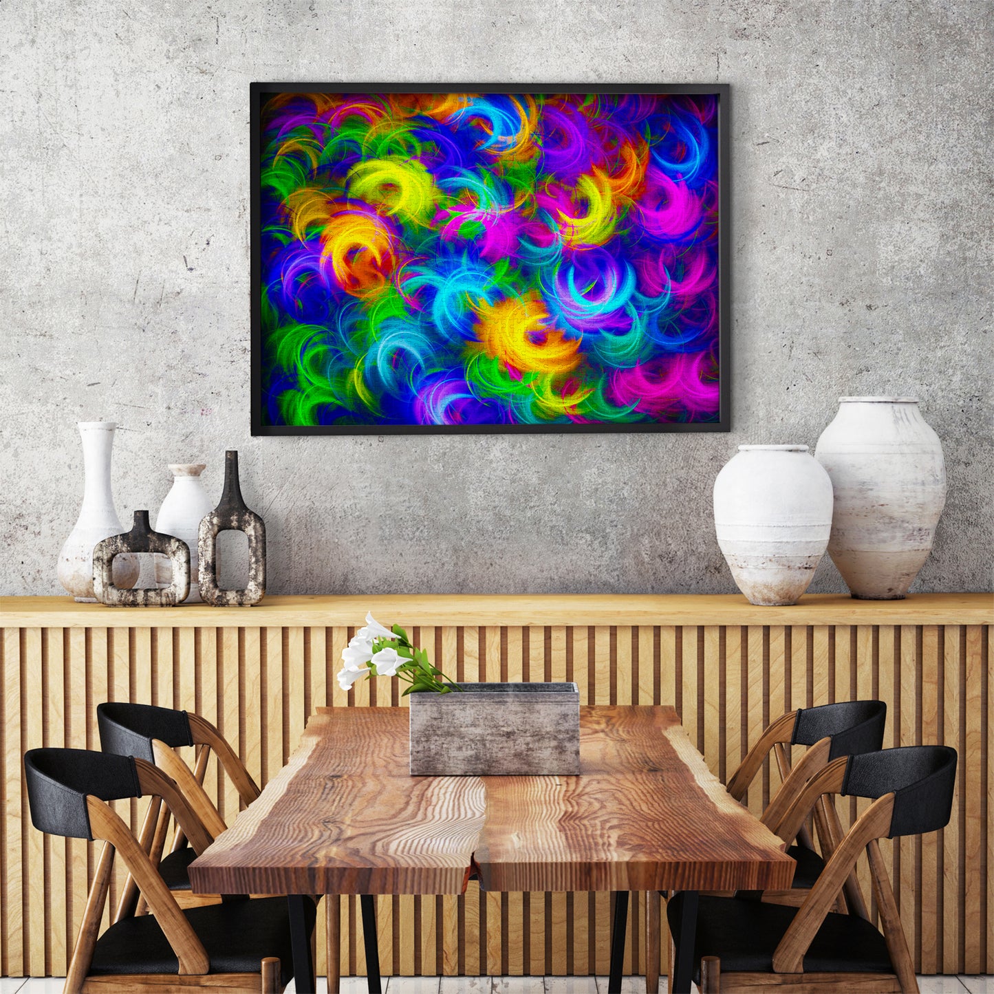 1000 Pieces Jigsaw Puzzle - Abstract Neon Feathers (1964)
