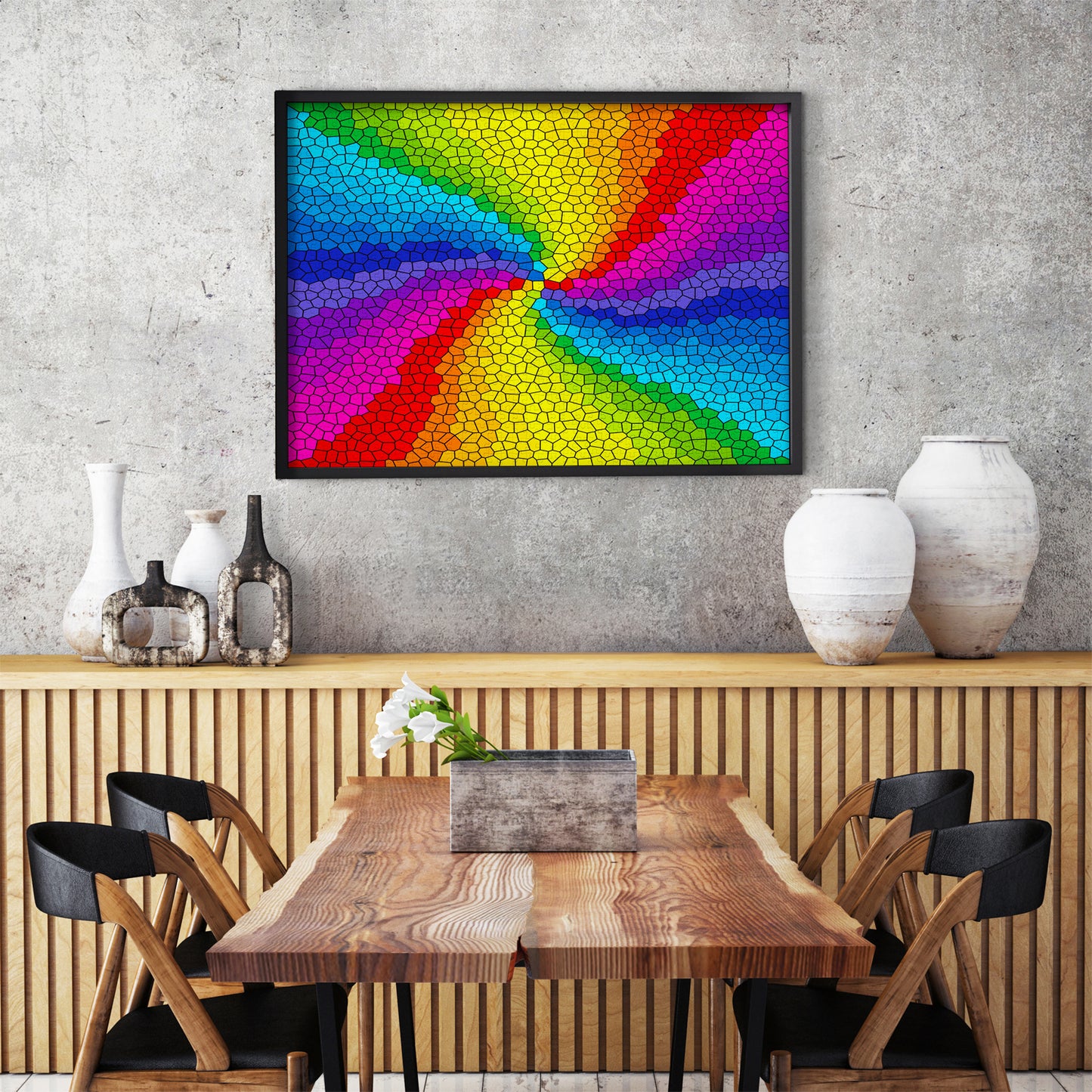 1000 Pieces Jigsaw Puzzle - Stained Glass Rainbow Burst (1970)