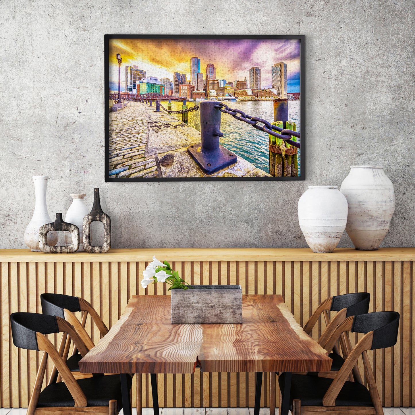 1000 Pieces Jigsaw Puzzle - Boston Harbor at Dusk, USA (2079)