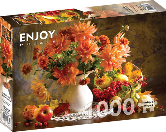 1000 Pieces Jigsaw Puzzle - Still Life with Orange Dahlias