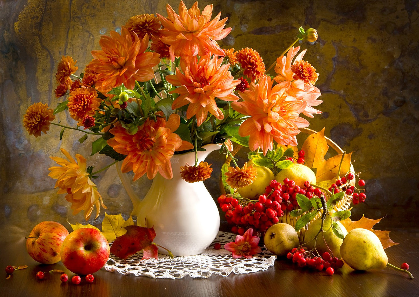 1000 Pieces Jigsaw Puzzle - Still Life with Orange Dahlias (1233)