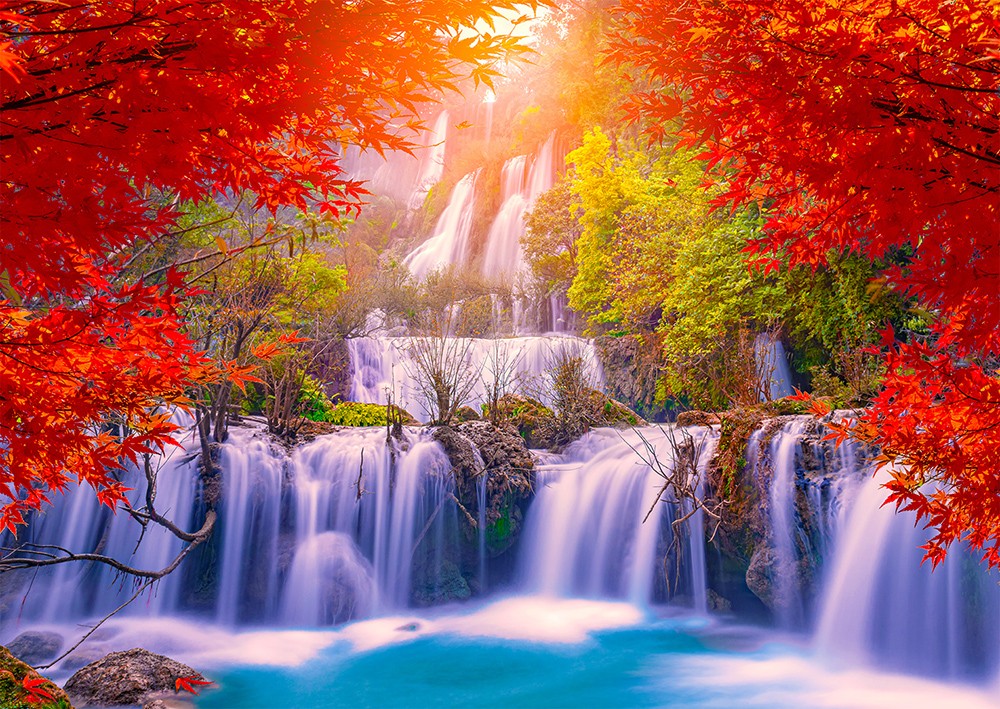1000 Pieces Jigsaw Puzzle - Thee Lor Su Waterfall in Autumn (1287)