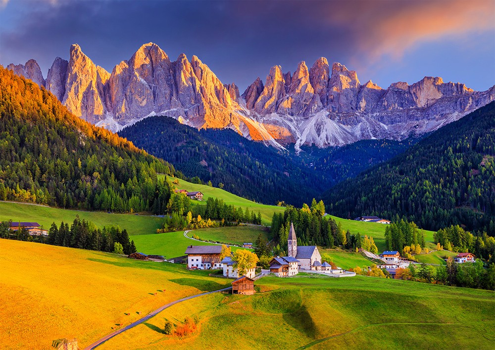 1000 Pieces Jigsaw Puzzle - Church in Dolomites Mountains (1320)