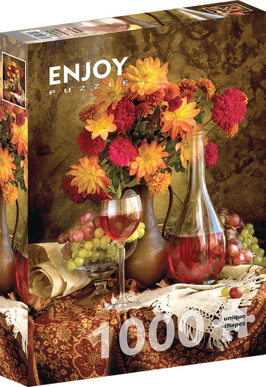 1000 Pieces Jigsaw Puzzle - Dahlias and Wine