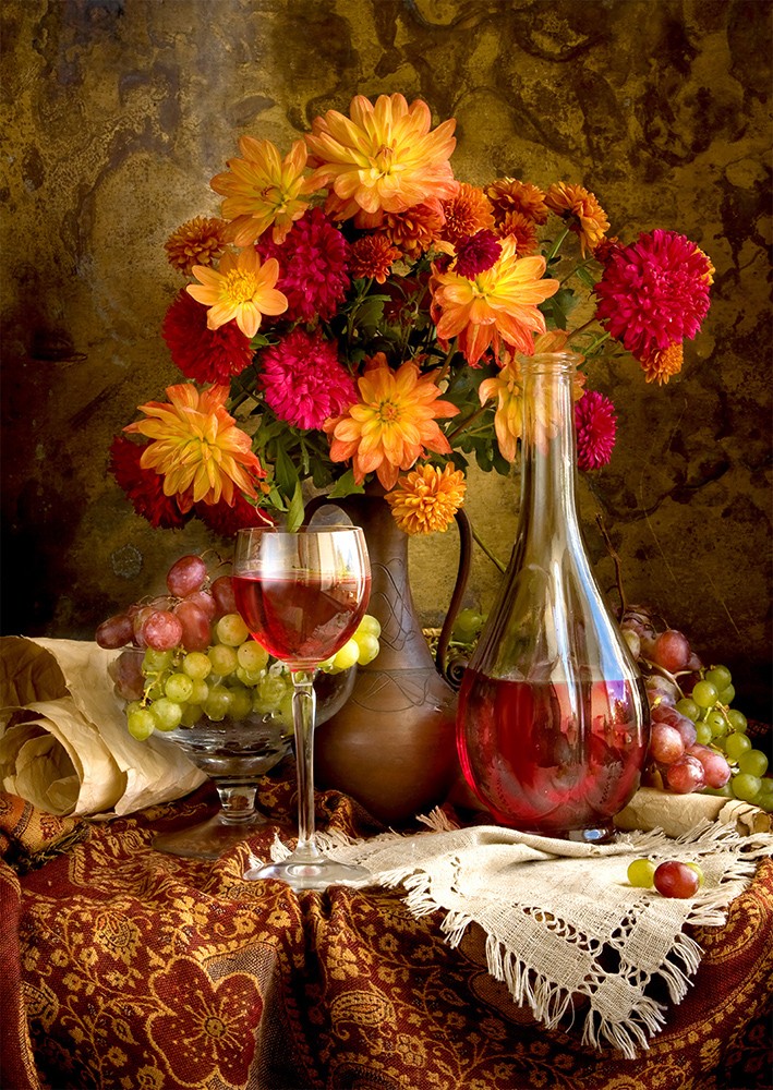 1000 Pieces Jigsaw Puzzle - Dahlias and Wine (1332)