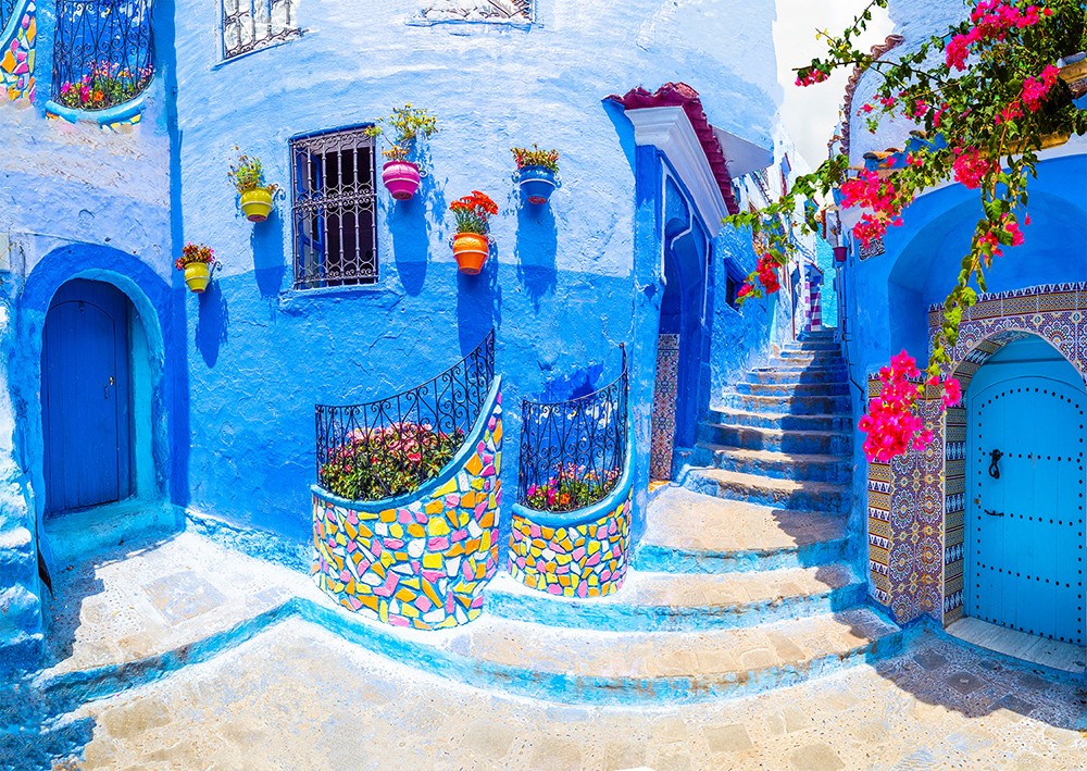 1000 Pieces Jigsaw Puzzle - Turquoise Street in Chefchaouen (1365)