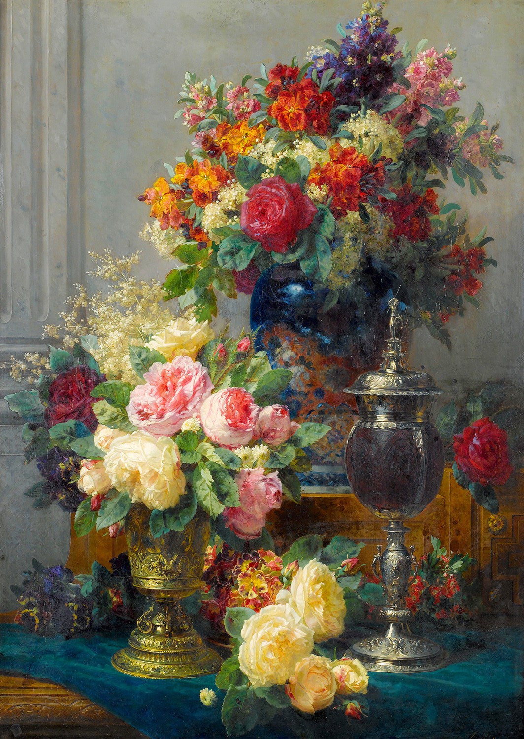 1000 Pieces Jigsaw Puzzle - Jean Robie Baptiste: Spring Flowers with Chalices (1527)