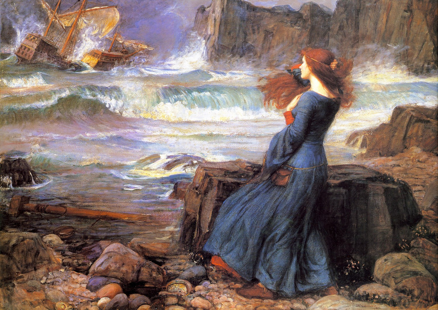 1000 Pieces Jigsaw Puzzle - John William Waterhouse: Miranda in the Tempest (1548)