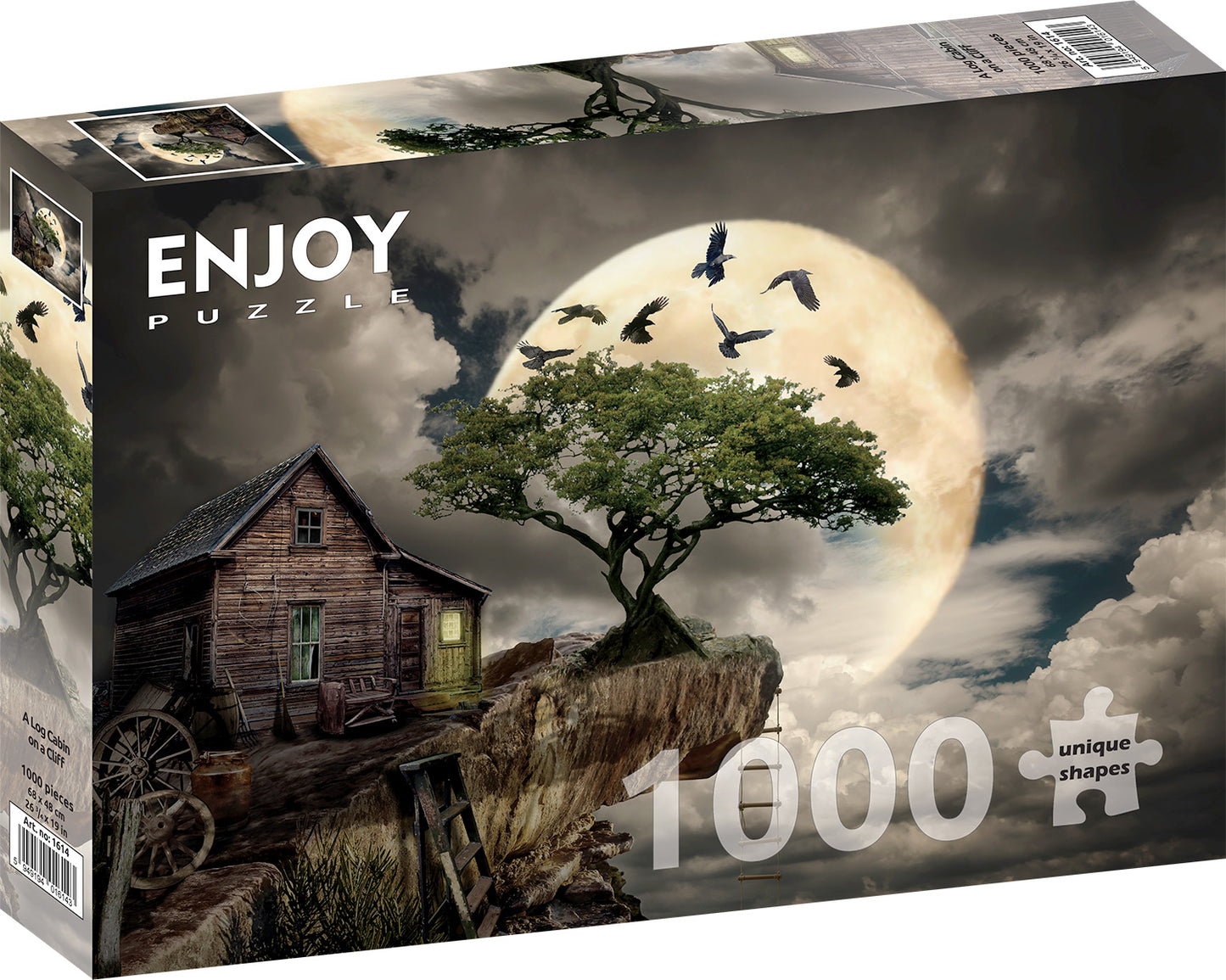 1000 Pieces Jigsaw Puzzle - A Log Cabin on a Cliff