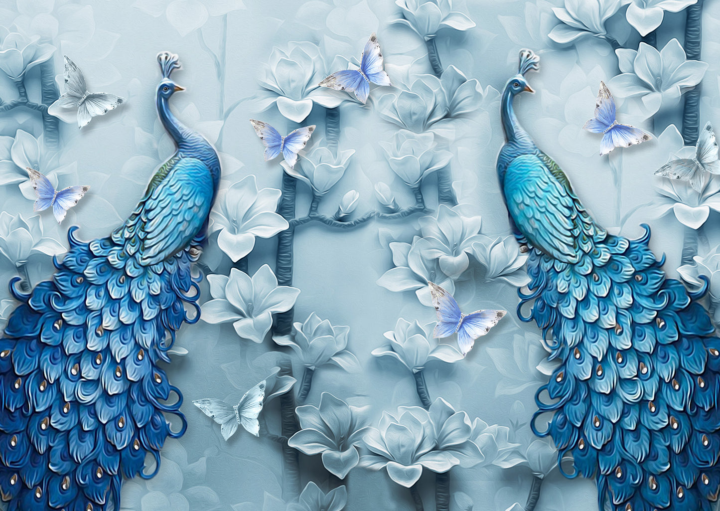 1000 Pieces Jigsaw Puzzle - Blue Peacocks (1623)