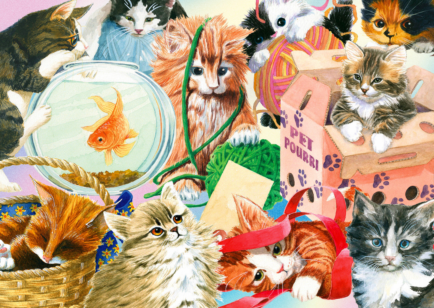 1000 Pieces Jigsaw Puzzle - Curious Cats (1898)