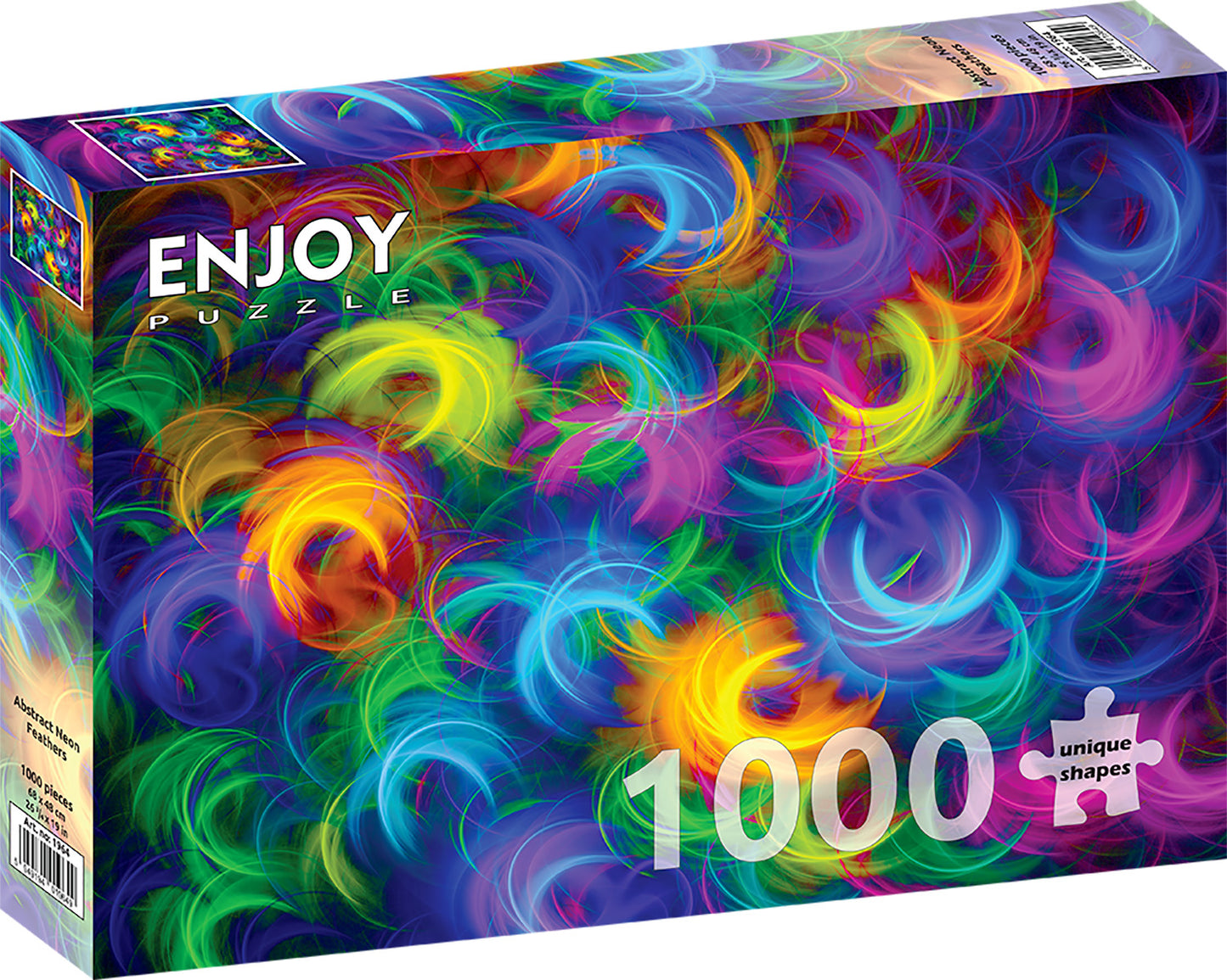 1000 Pieces Jigsaw Puzzle - Abstract Neon Feathers