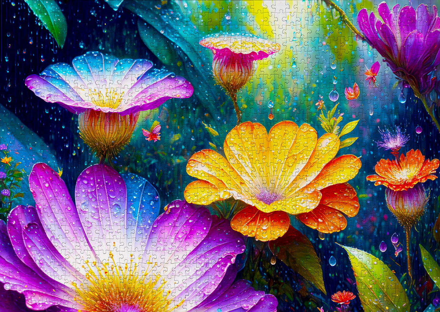 1000 Pieces Jigsaw Puzzle - Flowers in the Rain (2130)