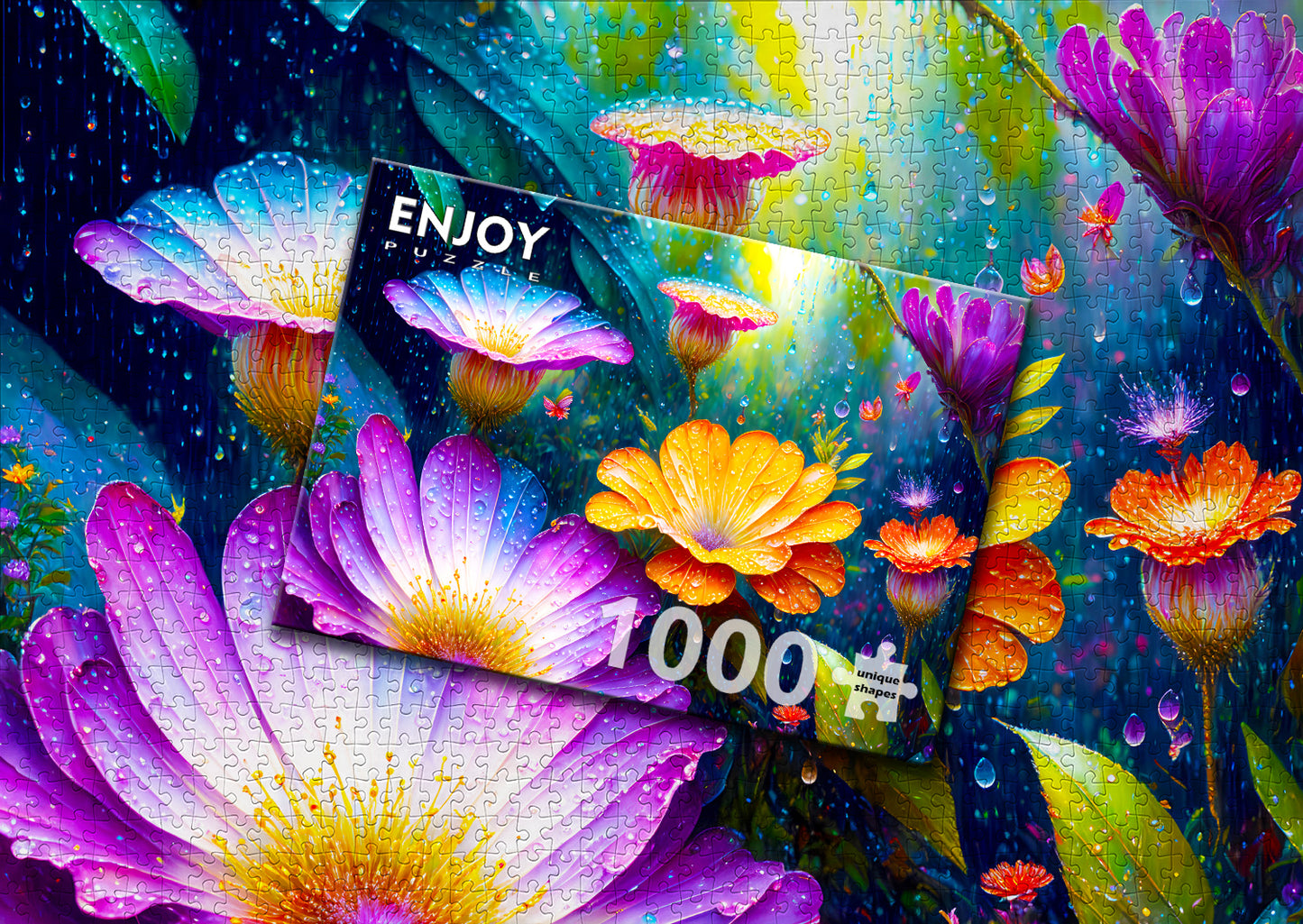 1000 Pieces Jigsaw Puzzle - Flowers in the Rain (2130)