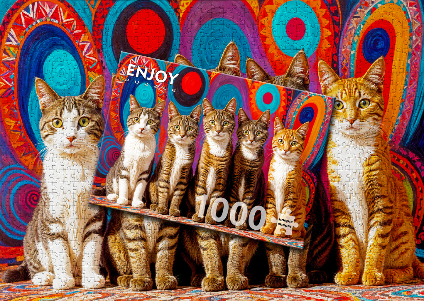 1000 Pieces Jigsaw Puzzle - Five Cats (2131)