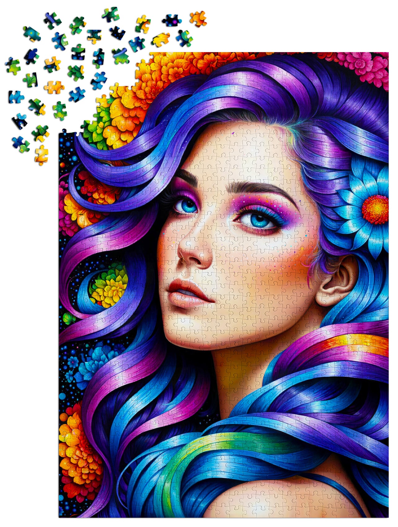 1000 Pieces Jigsaw Puzzle - Rainbow Flower Portrait (2172)