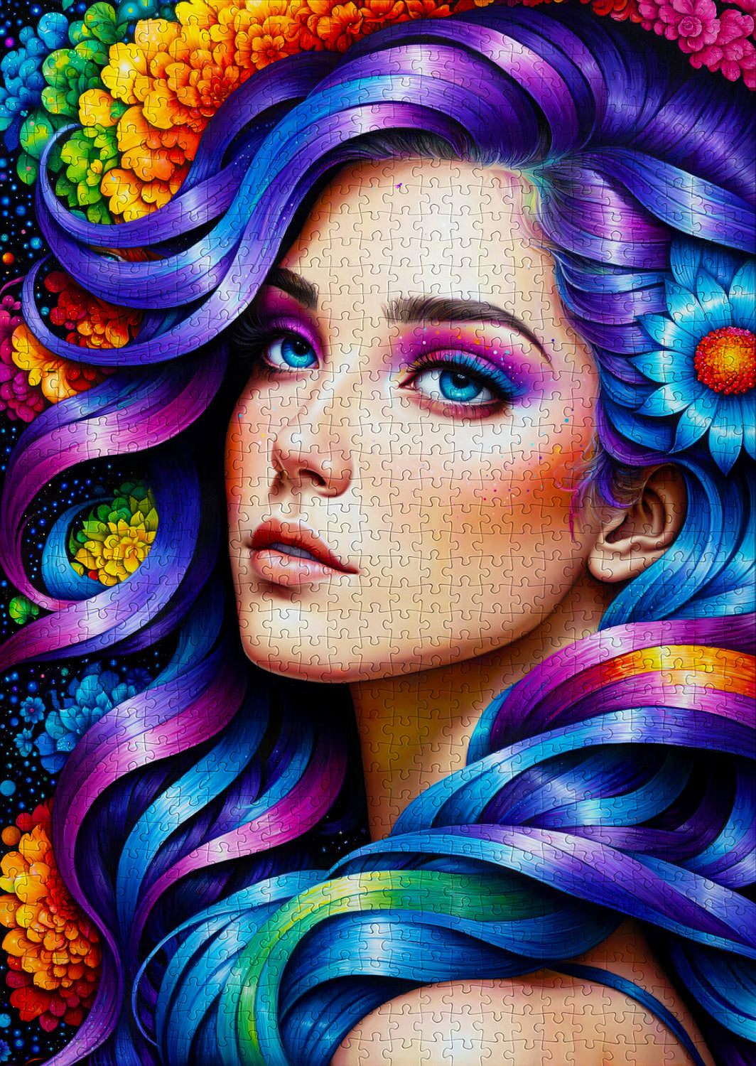 1000 Pieces Jigsaw Puzzle - Rainbow Flower Portrait (2172)