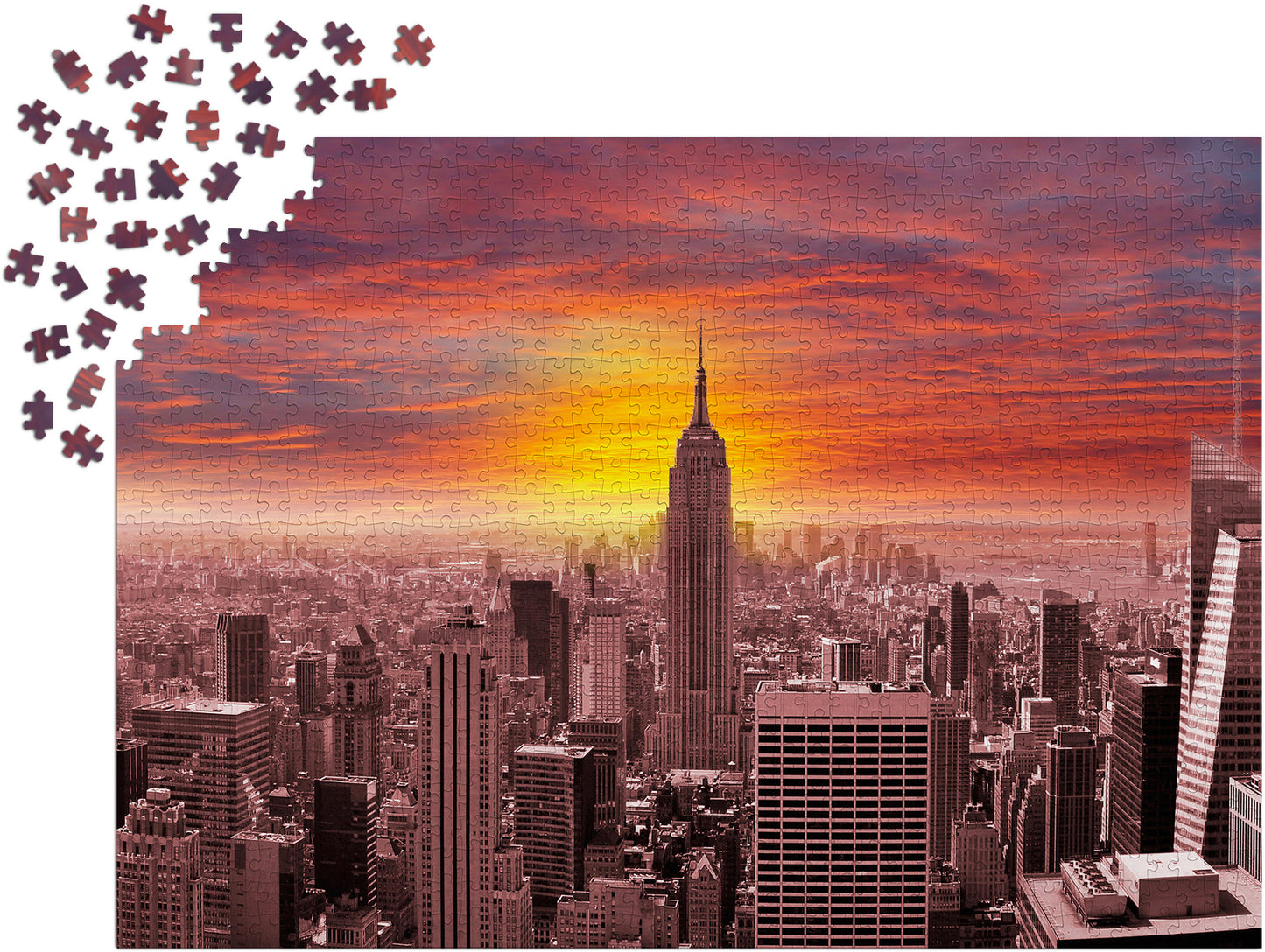 1000 Pieces Jigsaw Puzzle - Sunset Over New York Skyline (1068)
