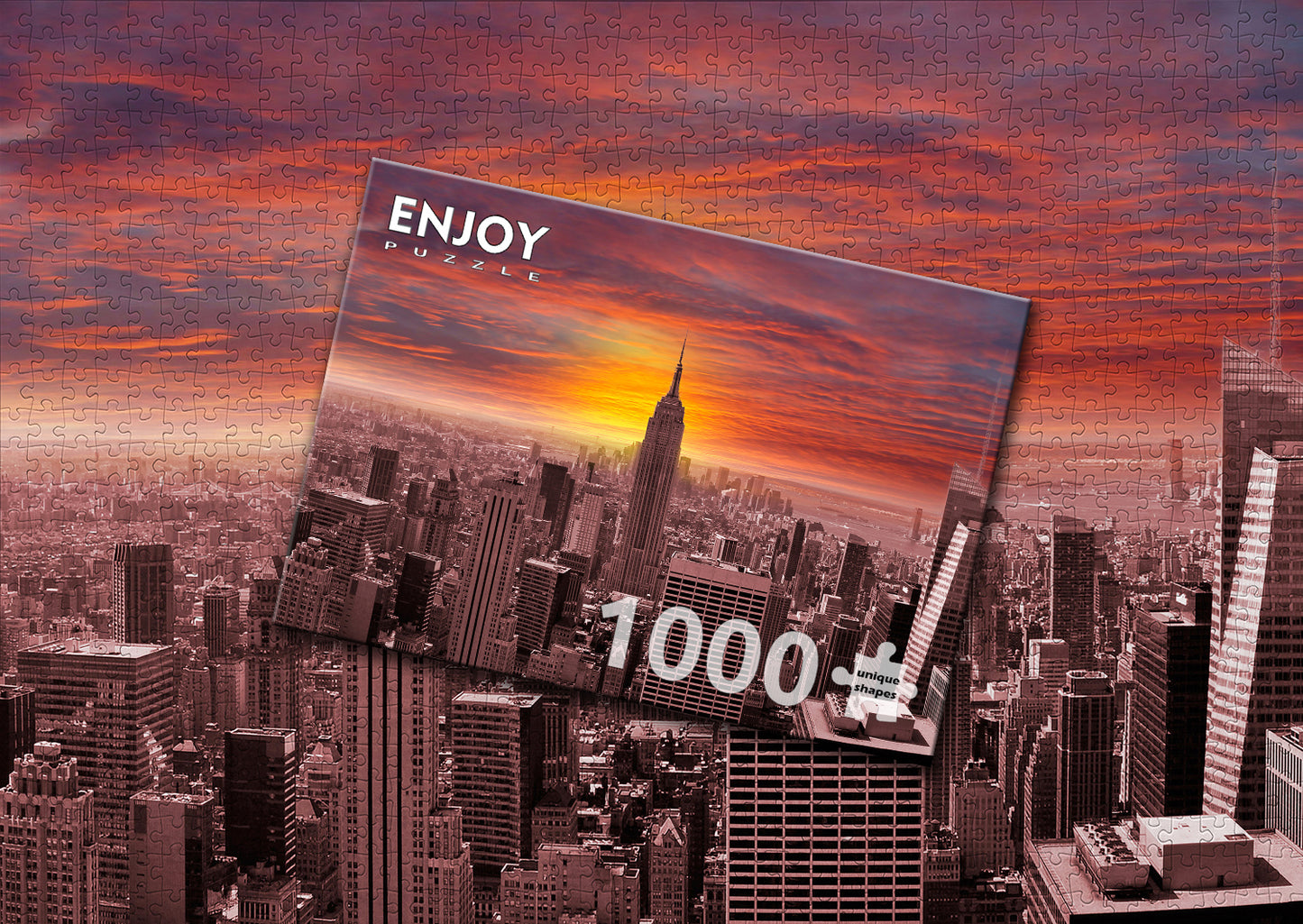 1000 Pieces Jigsaw Puzzle - Sunset Over New York Skyline (1068)