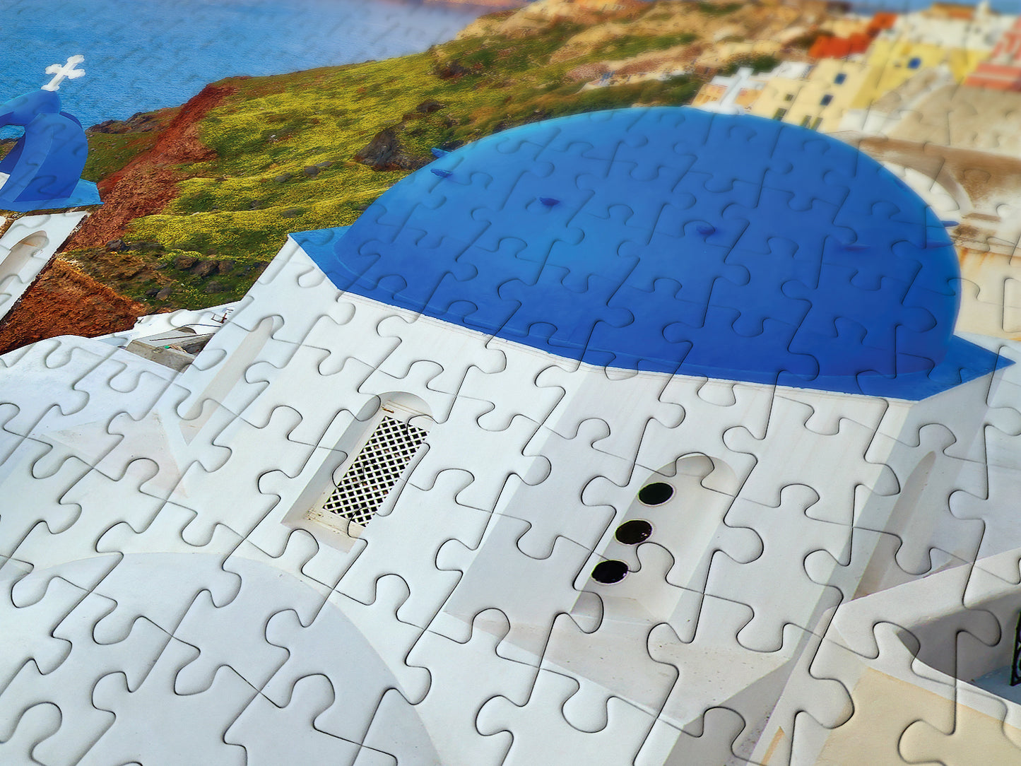 1000 Pieces Jigsaw Puzzle - Santorini View with Boats (1086)
