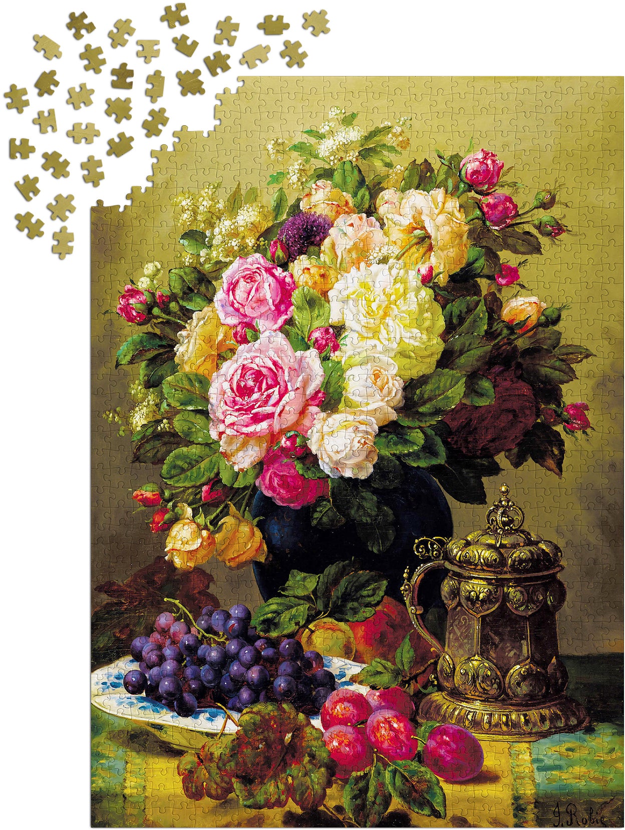 1000 Pieces Jigsaw Puzzle - Jean-Baptiste Robie: Still Life with Roses (1107)