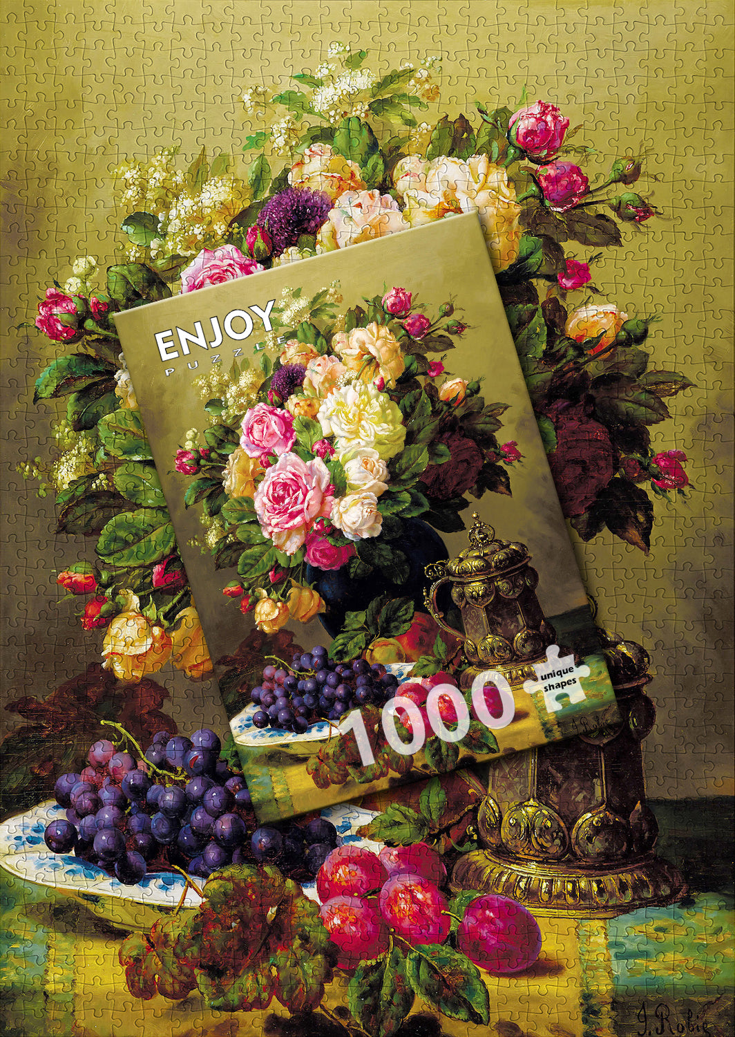 1000 Pieces Jigsaw Puzzle - Jean-Baptiste Robie: Still Life with Roses (1107)