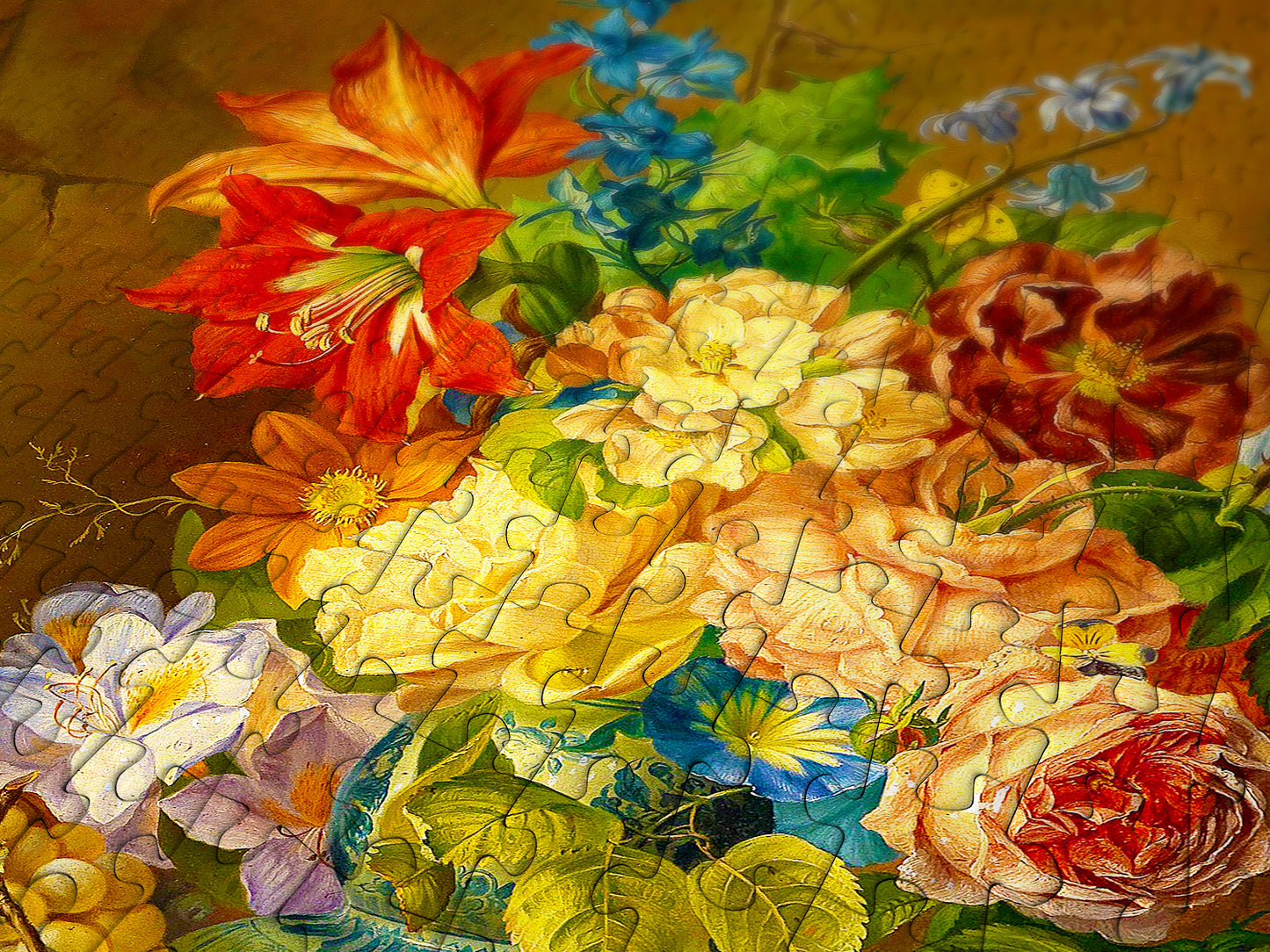 1000 Pieces Jigsaw Puzzle - Josef Schuster: Still Life with Fruit Flowers and a Parrot (1191)