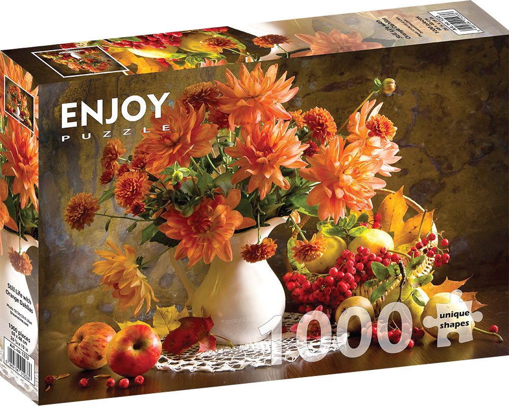 1000 Pieces Jigsaw Puzzle - Still Life with Orange Dahlias (1233)