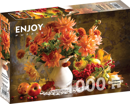 1000 Pieces Jigsaw Puzzle - Still Life with Orange Dahlias (1233)