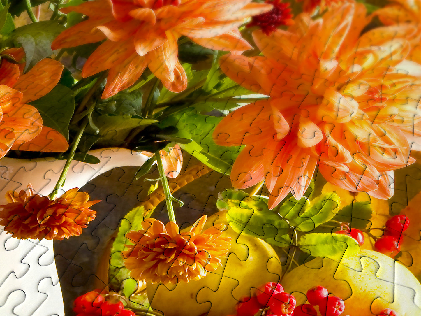 1000 Pieces Jigsaw Puzzle - Still Life with Orange Dahlias (1233)