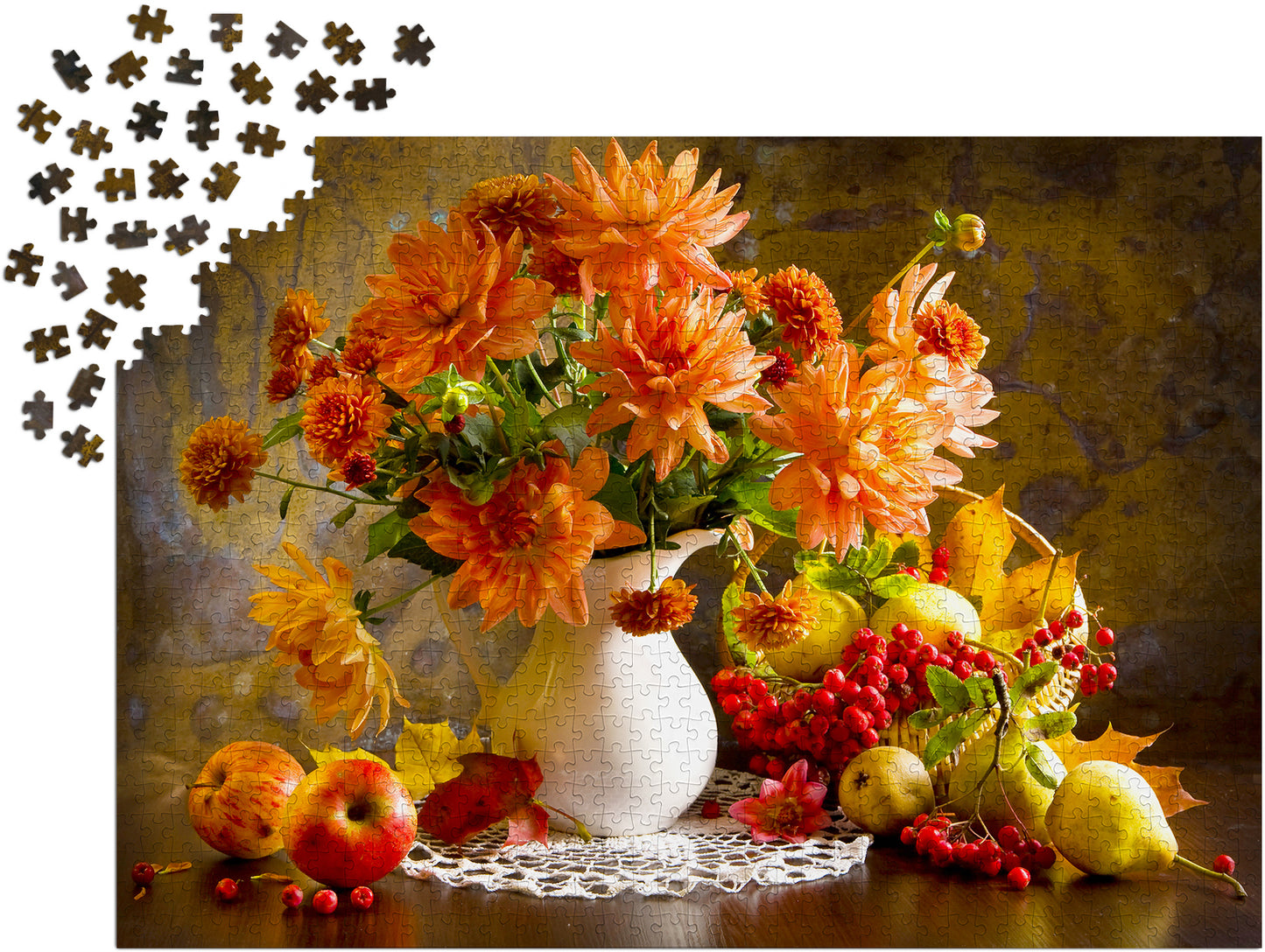 1000 Pieces Jigsaw Puzzle - Still Life with Orange Dahlias (1233)