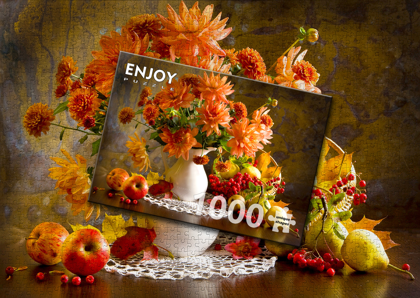 1000 Pieces Jigsaw Puzzle - Still Life with Orange Dahlias (1233)