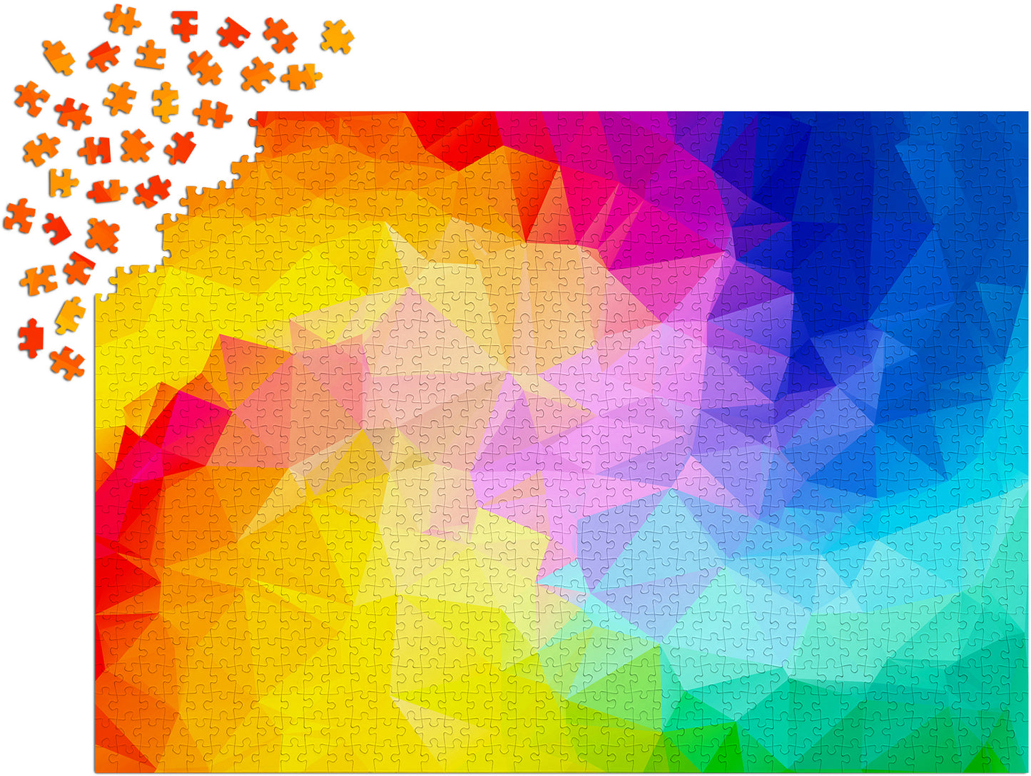 1000 Pieces Jigsaw Puzzle - Rainbow Gradient Poligonal Swirl (1239)