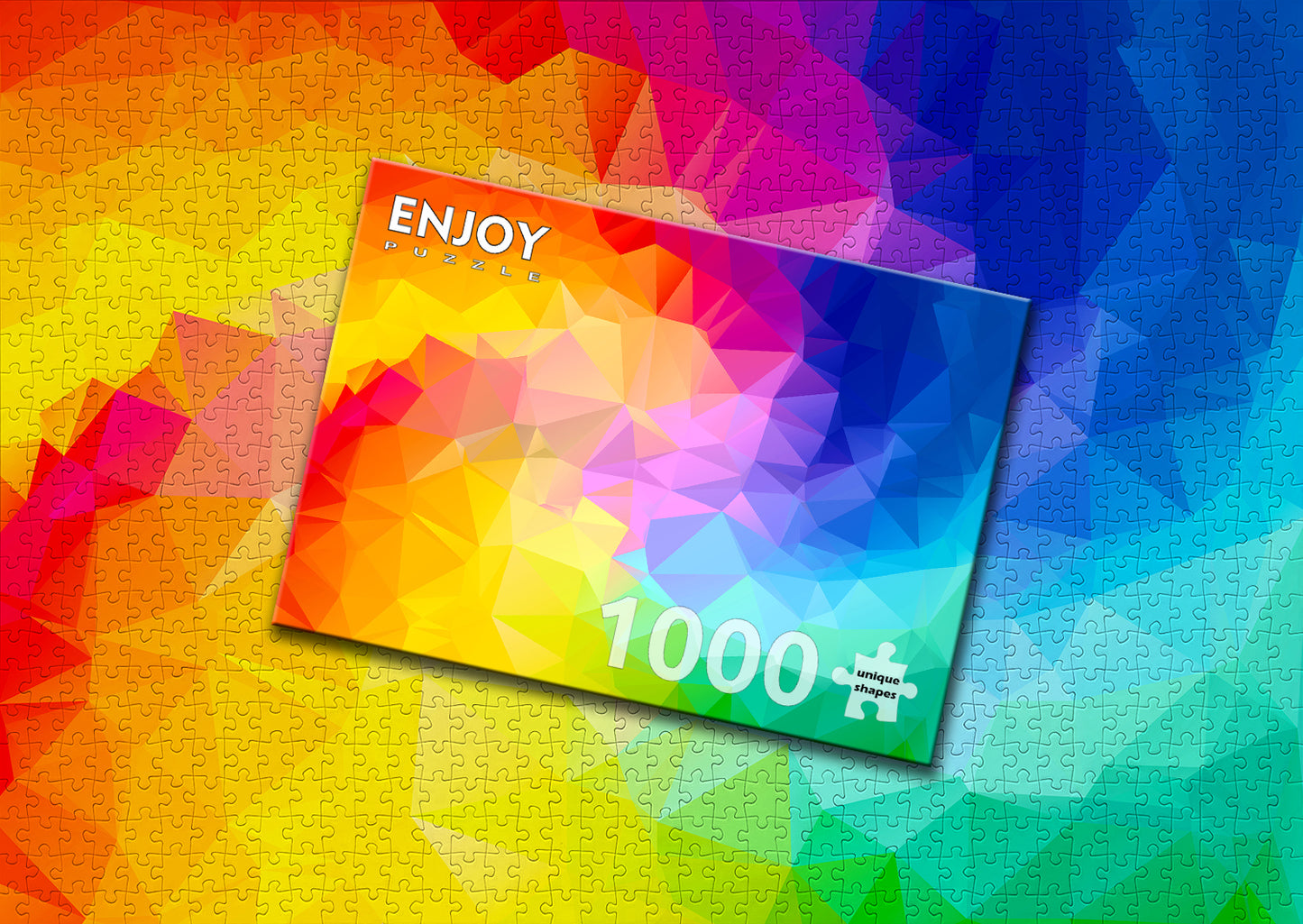 1000 Pieces Jigsaw Puzzle - Rainbow Gradient Poligonal Swirl (1239)