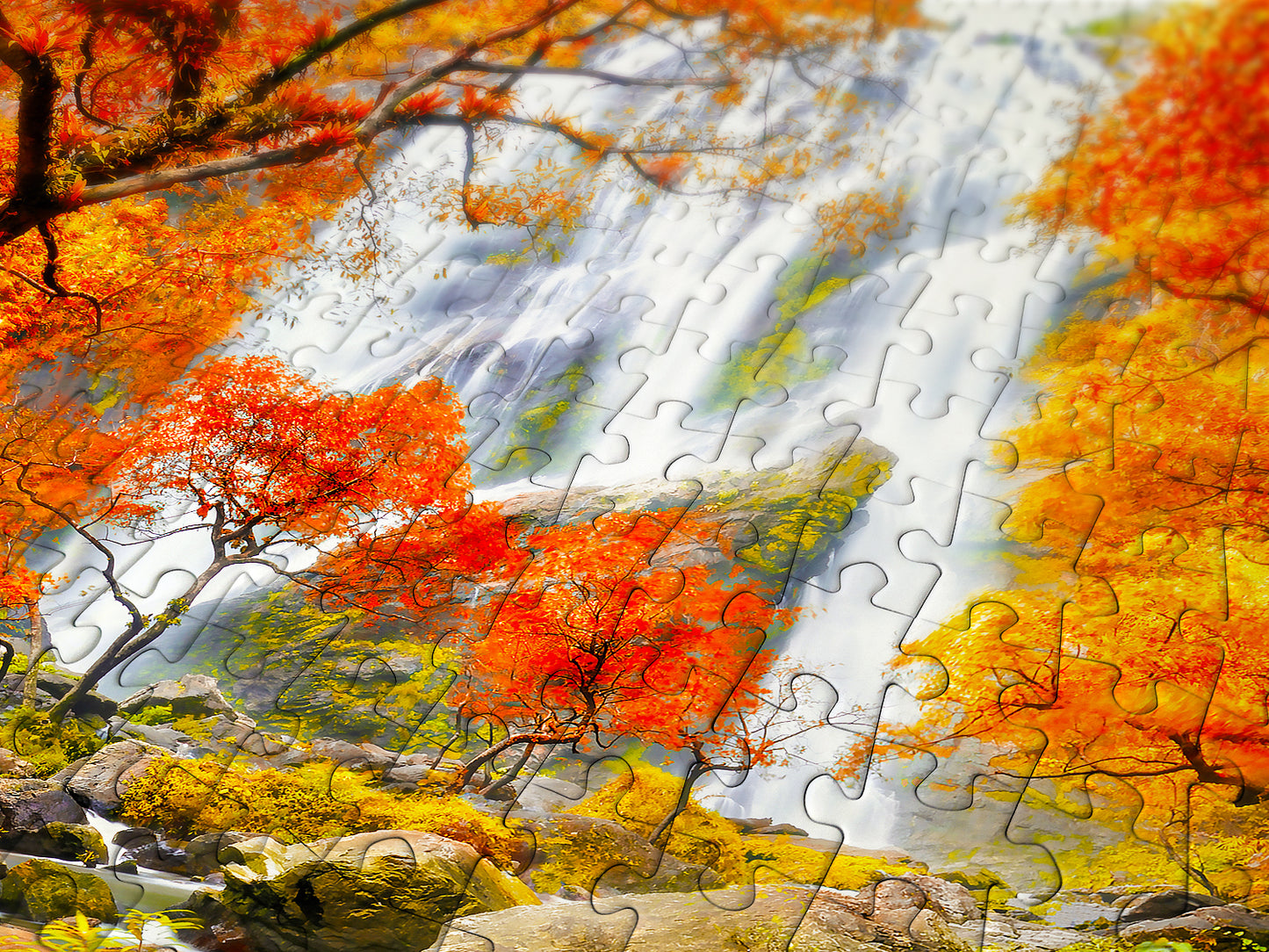 1000 Pieces Jigsaw Puzzle - Autumn Waterfall (1245)