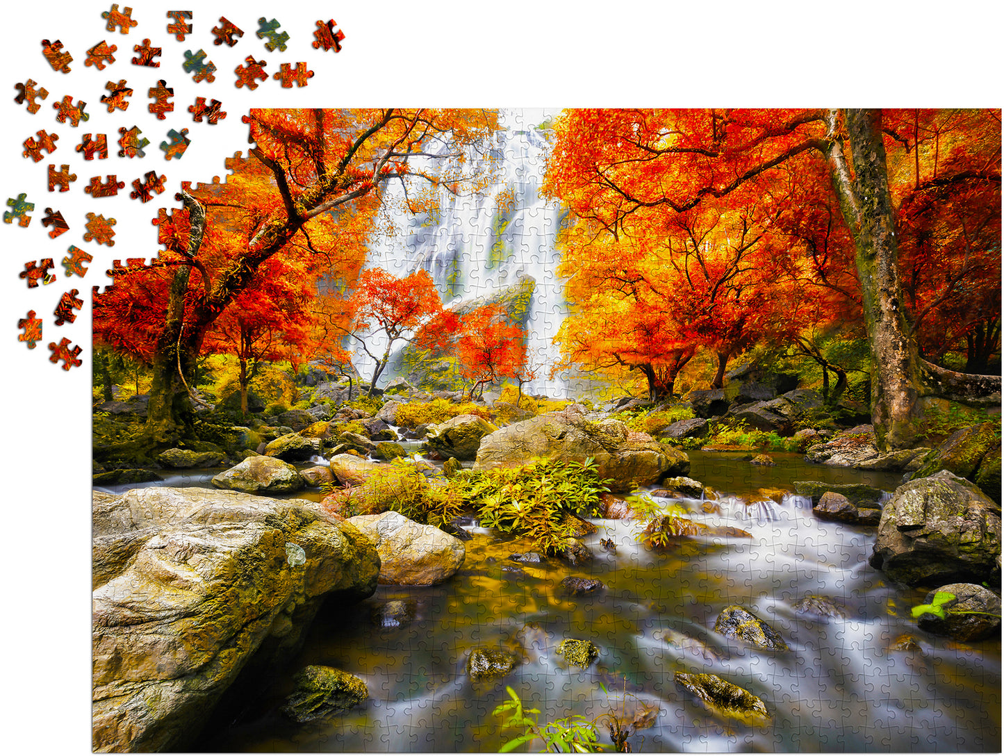 1000 Pieces Jigsaw Puzzle - Autumn Waterfall (1245)