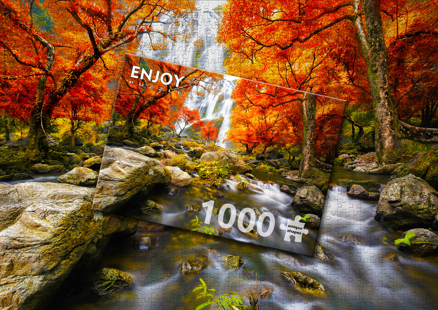 1000 Pieces Jigsaw Puzzle - Autumn Waterfall (1245)