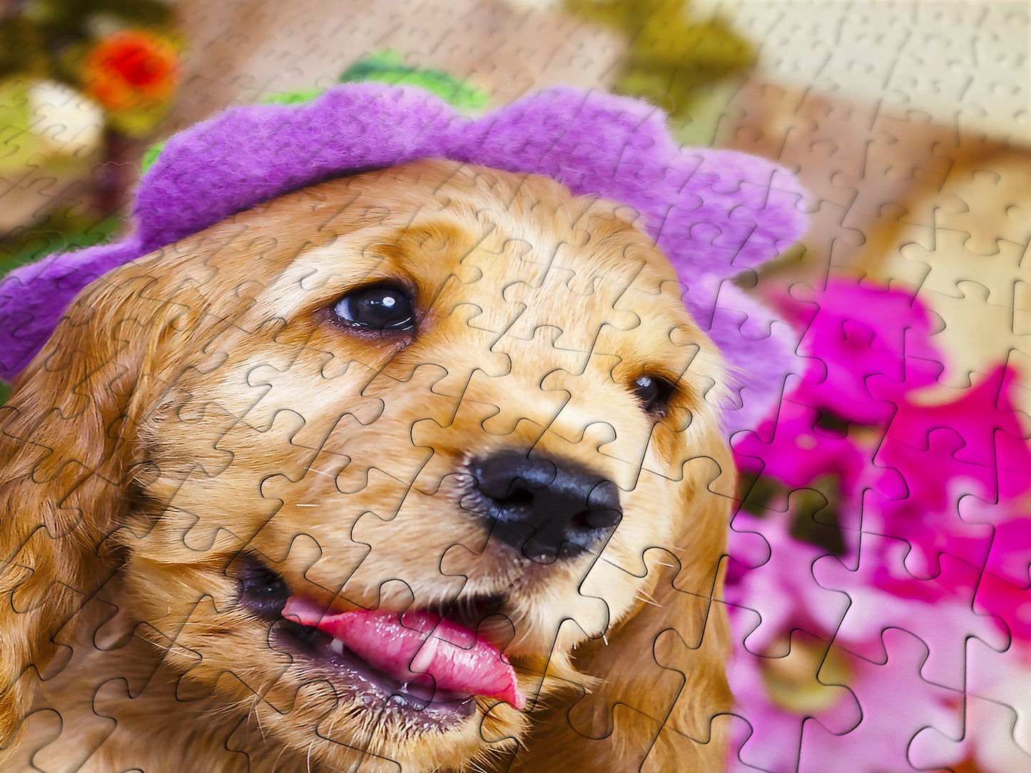 1000 Pieces Jigsaw Puzzle - Spaniel Puppies with Flower Hats (1263)