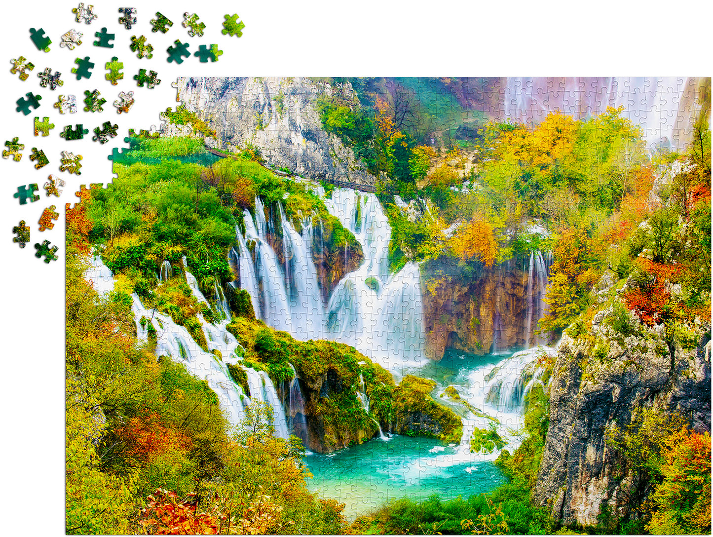 1000 Pieces Jigsaw Puzzle - Plitvice Waterfalls in Autumn (1266)