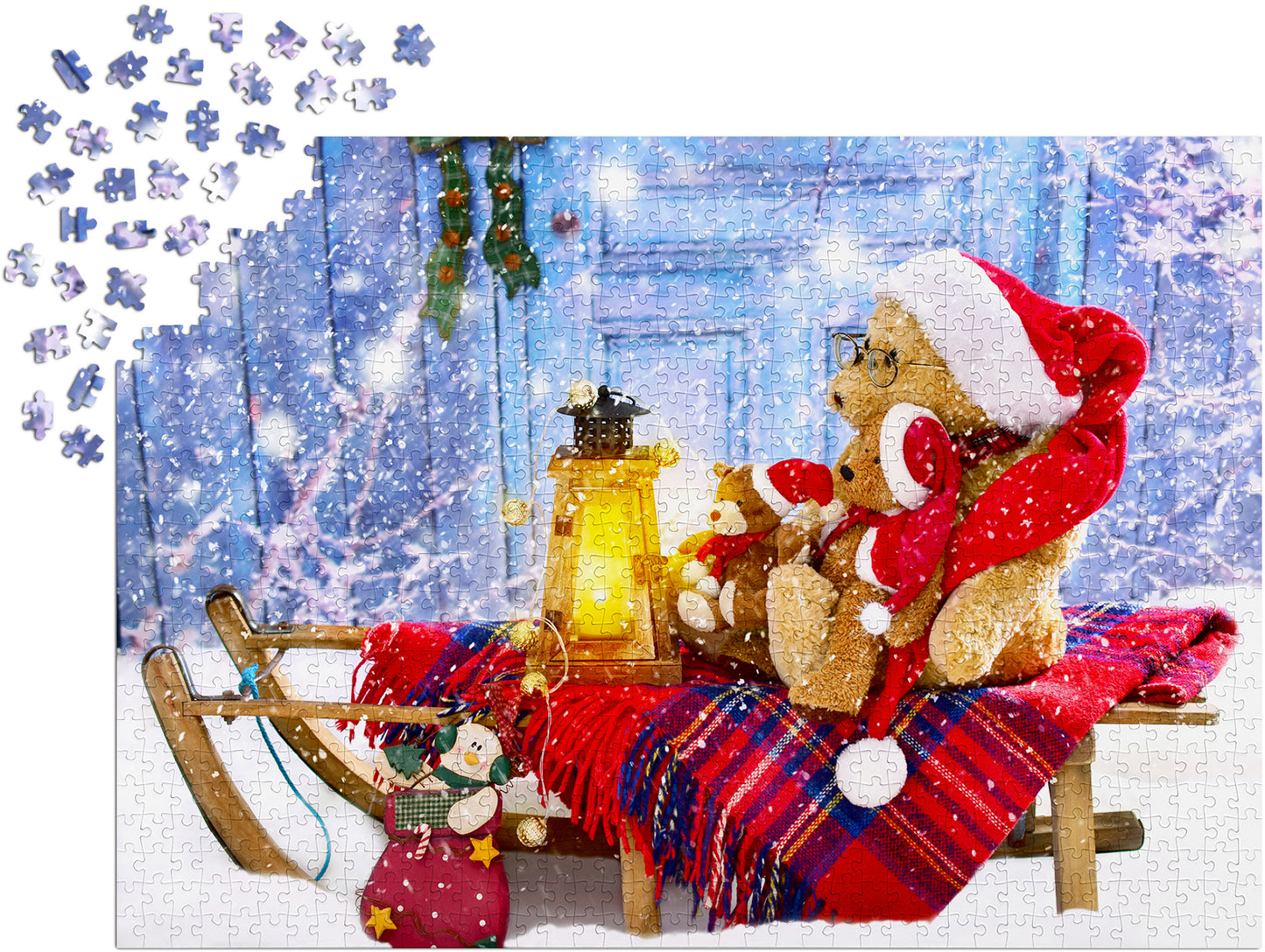 1000 Pieces Jigsaw Puzzle - Teddy Bears with Santa Hats (1269)