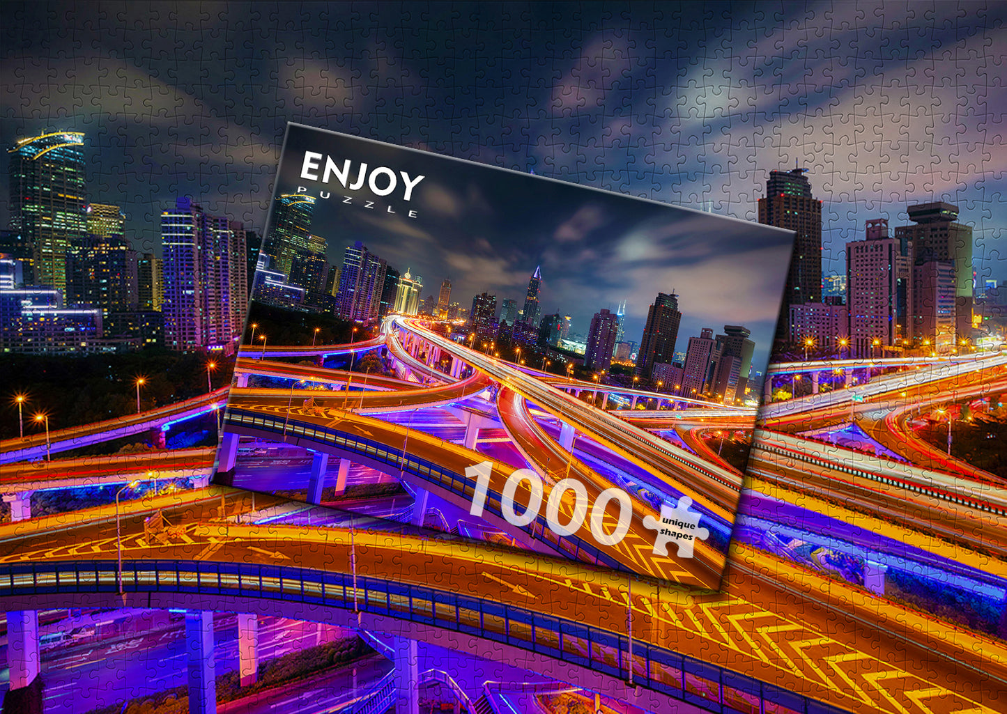 1000 Pieces Jigsaw Puzzle - Shanghai Downtown at Night (1275)
