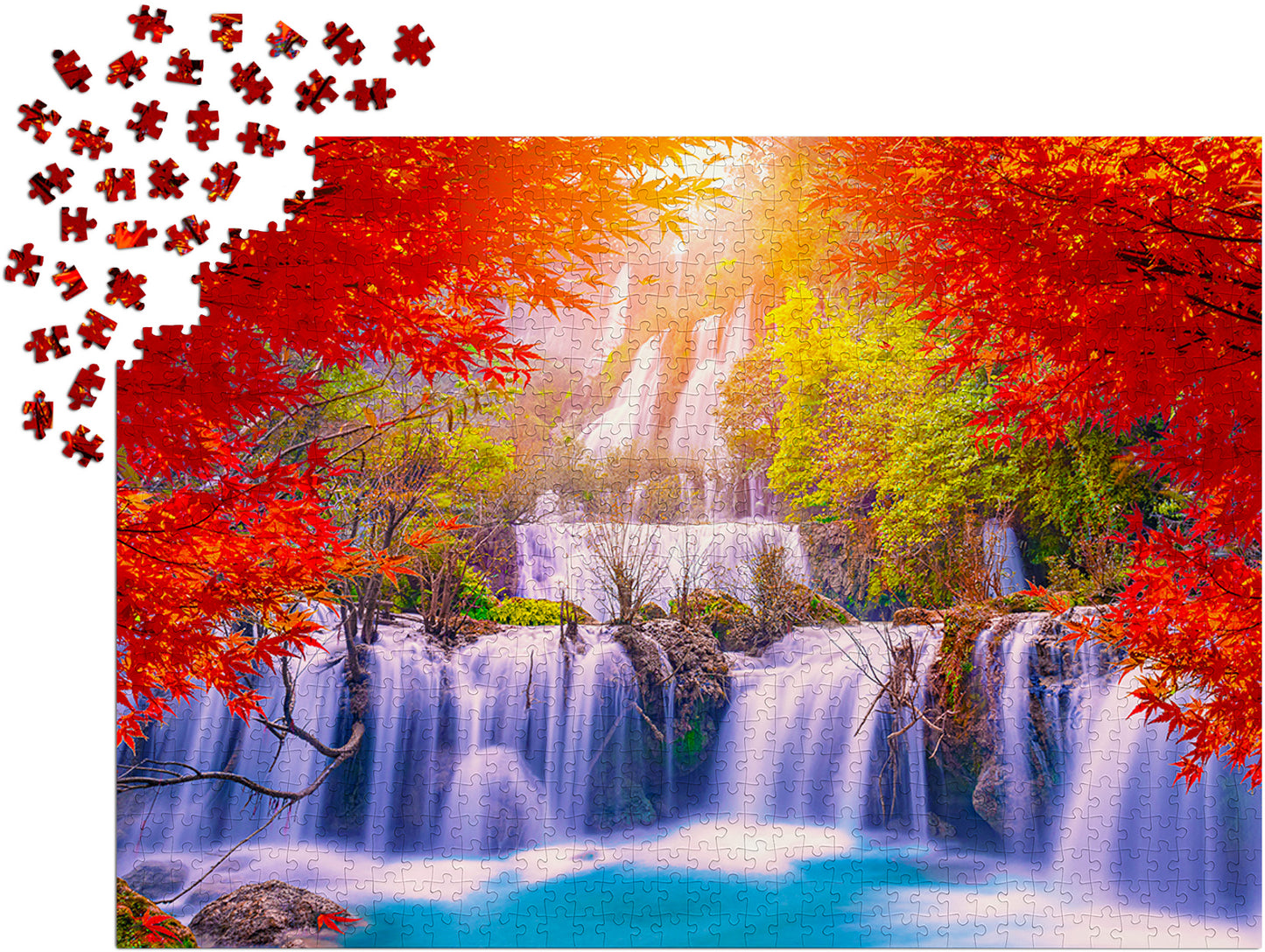 1000 Pieces Jigsaw Puzzle - Thee Lor Su Waterfall in Autumn (1287)