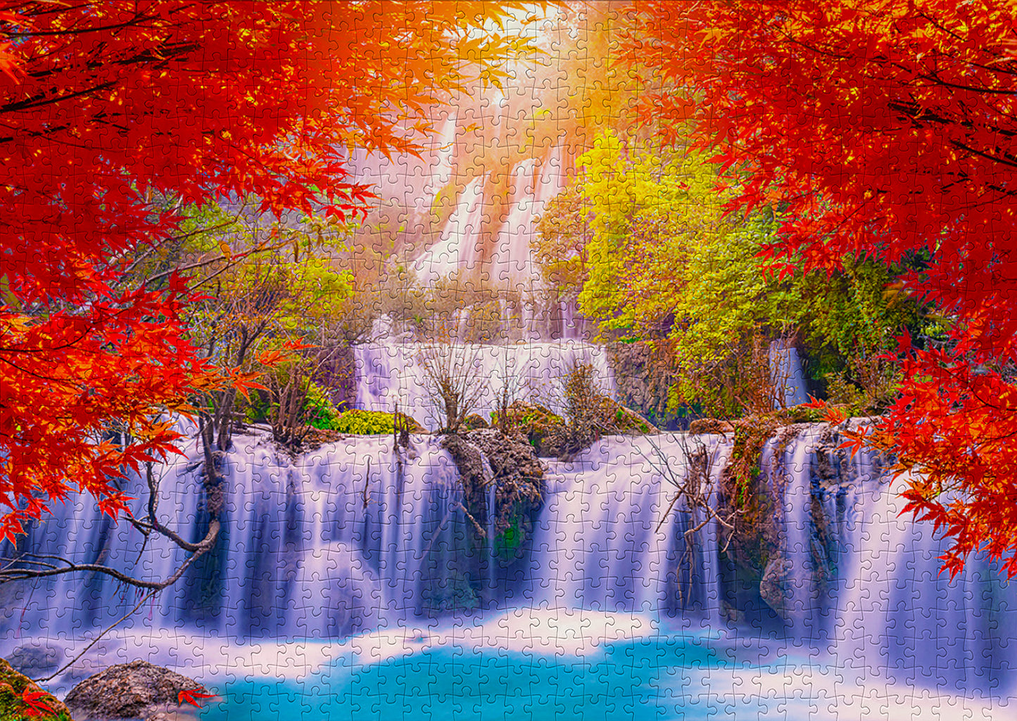 1000 Pieces Jigsaw Puzzle - Thee Lor Su Waterfall in Autumn (1287)