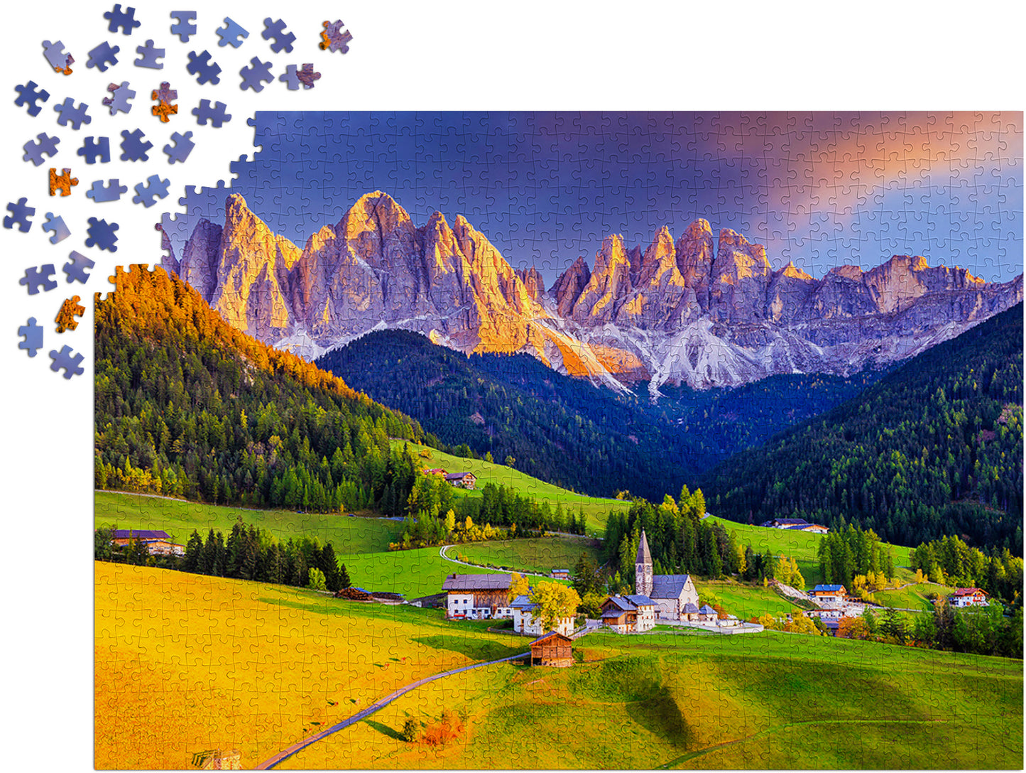1000 Pieces Jigsaw Puzzle - Church in Dolomites Mountains (1320)
