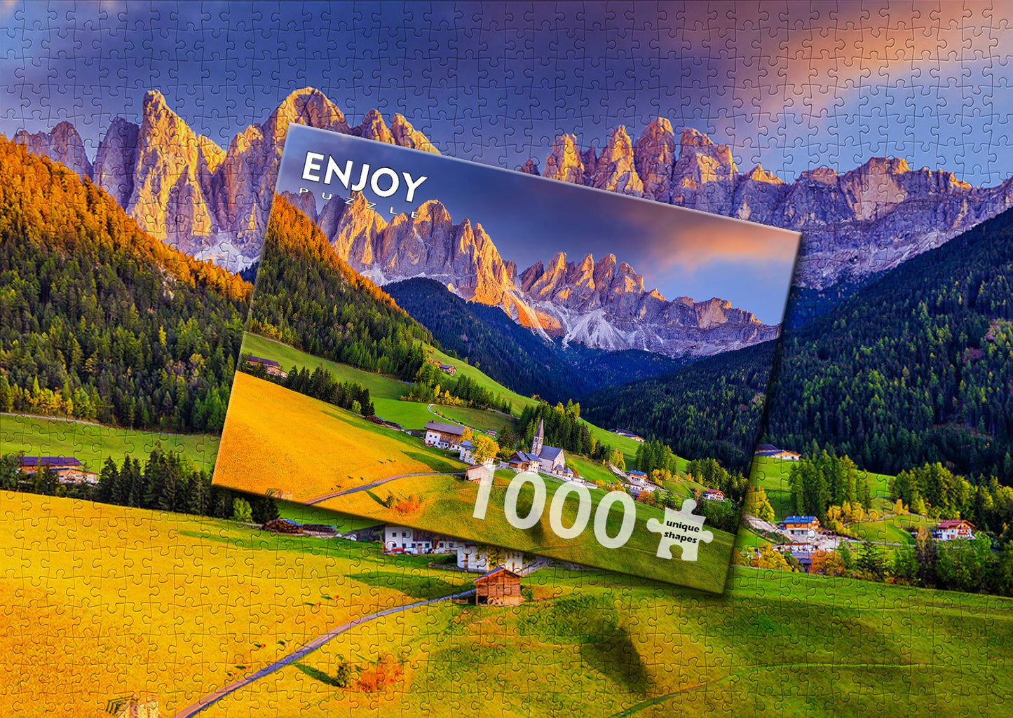 1000 Pieces Jigsaw Puzzle - Church in Dolomites Mountains (1320)