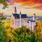 Neuschwanstein Castle in Autumn - 1000-piece jigsaw puzzle fully assembled, 68 x 48 cm