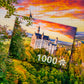 Neuschwanstein Castle in Autumn - assembled 1000-piece puzzle next to the ENJOY box